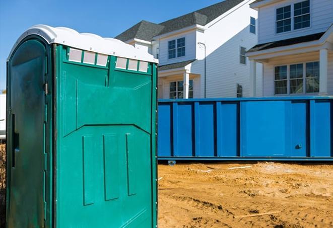 necessary work site infrastructure multiple portable toilets for workers